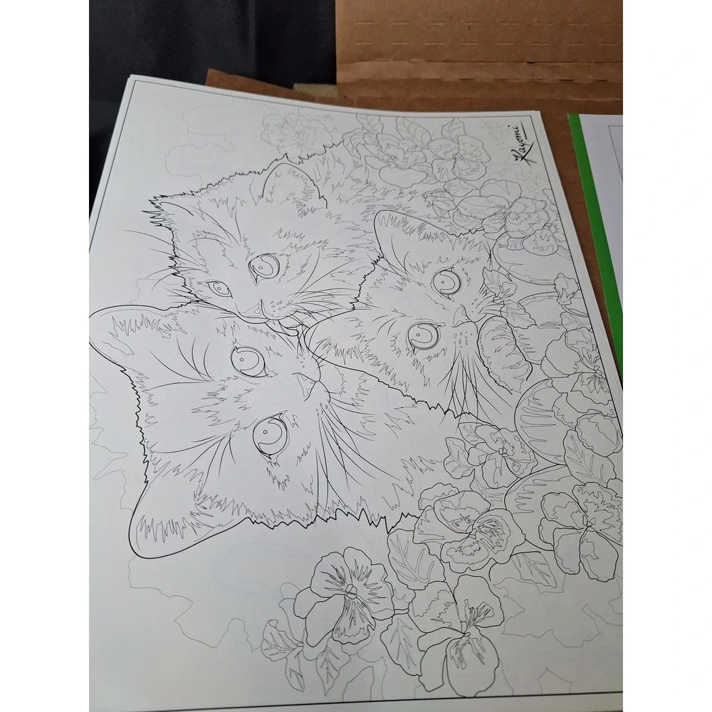 Bradford Exchange Kayomi Harai Artistic Escapes Coloring Kit Kittens & Pencils